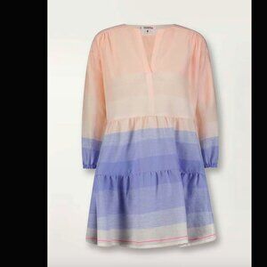 lemlem Women's MUNA Popover Mini Dress – Jelba Light Pink & Blue (Size Small)